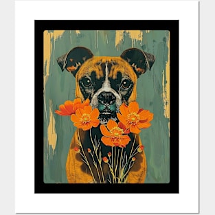 Boxer Dog Flowers Photo Art Design For Dog Onwer Posters and Art